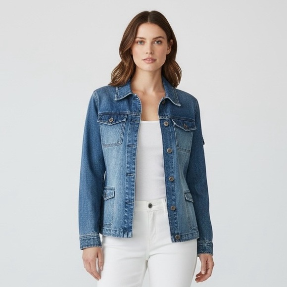 Liz Claiborne Jackets & Blazers - Crazy Horse A Liz Claiborne Company Utility Denim Blue Jean Jacket
